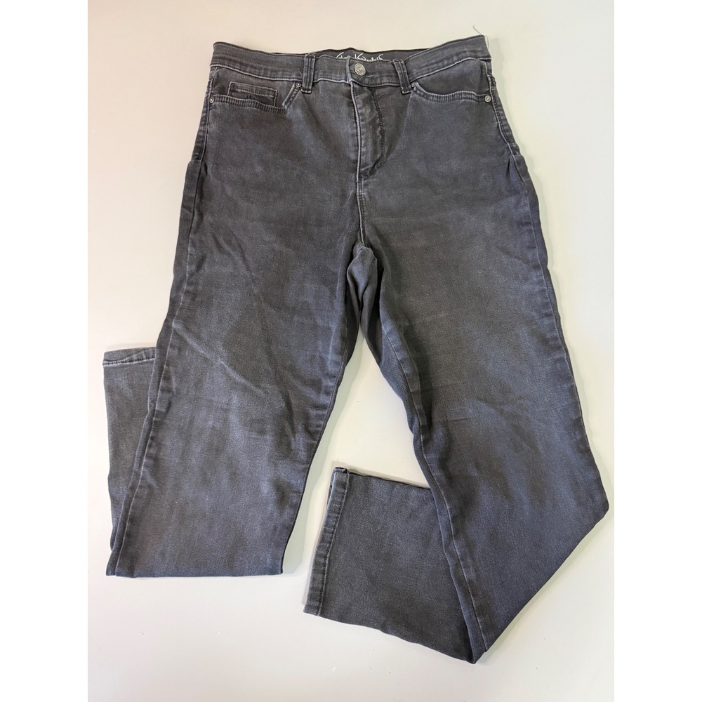 Gloria Vanderbilt Amanda Slimming Jeans Womens 12 Black Straight Leg Ankle Hem